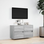 vidaXL Comodă TV de perete cu lumini LED, gri sonoma, 80x31x45 cm vidaXL Comodă TV de perete cu lumini LED, gri sonoma, 80x31x45 cm