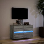 vidaXL Comodă TV de perete cu lumini LED, gri sonoma, 80x31x45 cm vidaXL Comodă TV de perete cu lumini LED, gri sonoma, 80x31x45 cm