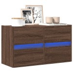vidaXL Comodă TV de perete cu lumini LED, stejar maro, 80x31x45 cm vidaXL Comodă TV de perete cu lumini LED, stejar maro, 80x31x45 cm
