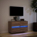 vidaXL Comodă TV de perete cu lumini LED, stejar maro, 80x31x45 cm vidaXL Comodă TV de perete cu lumini LED, stejar maro, 80x31x45 cm