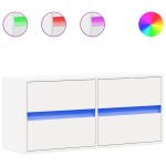 vidaXL Comodă TV de perete cu lumini LED, alb, 100x31x45 cm vidaXL Comodă TV de perete cu lumini LED, alb, 100x31x45 cm