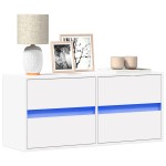 vidaXL Comodă TV de perete cu lumini LED, alb, 100x31x45 cm vidaXL Comodă TV de perete cu lumini LED, alb, 100x31x45 cm