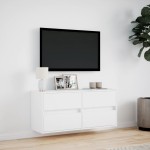 vidaXL Comodă TV de perete cu lumini LED, alb, 100x31x45 cm vidaXL Comodă TV de perete cu lumini LED, alb, 100x31x45 cm