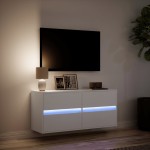 vidaXL Comodă TV de perete cu lumini LED, alb, 100x31x45 cm vidaXL Comodă TV de perete cu lumini LED, alb, 100x31x45 cm