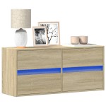 vidaXL Comodă TV de perete cu lumini LED, stejar sonoma, 100x31x45 cm vidaXL Comodă TV de perete cu lumini LED, stejar sonoma, 100x31x45 cm