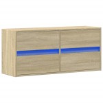 vidaXL Comodă TV de perete cu lumini LED, stejar sonoma, 100x31x45 cm vidaXL Comodă TV de perete cu lumini LED, stejar sonoma, 100x31x45 cm