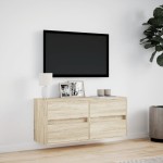 vidaXL Comodă TV de perete cu lumini LED, stejar sonoma, 100x31x45 cm vidaXL Comodă TV de perete cu lumini LED, stejar sonoma, 100x31x45 cm