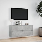 vidaXL Comodă TV de perete cu lumini LED, gri beton, 100x31x45 cm vidaXL Comodă TV de perete cu lumini LED, gri beton, 100x31x45 cm