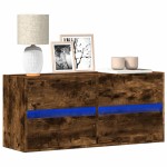 vidaXL Comodă TV de perete cu lumini LED, stejar fumuriu, 100x31x45 cm vidaXL Comodă TV de perete cu lumini LED, stejar fumuriu, 100x31x45 cm