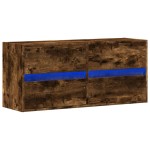 vidaXL Comodă TV de perete cu lumini LED, stejar fumuriu, 100x31x45 cm vidaXL Comodă TV de perete cu lumini LED, stejar fumuriu, 100x31x45 cm