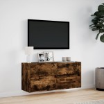 vidaXL Comodă TV de perete cu lumini LED, stejar fumuriu, 100x31x45 cm vidaXL Comodă TV de perete cu lumini LED, stejar fumuriu, 100x31x45 cm