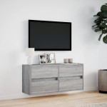 vidaXL Comodă TV de perete cu lumini LED, gri sonoma, 100x31x45 cm vidaXL Comodă TV de perete cu lumini LED, gri sonoma, 100x31x45 cm