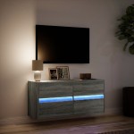 vidaXL Comodă TV de perete cu lumini LED, gri sonoma, 100x31x45 cm vidaXL Comodă TV de perete cu lumini LED, gri sonoma, 100x31x45 cm