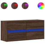 vidaXL Comodă TV de perete cu lumini LED, stejar maro, 100x31x45 cm vidaXL Comodă TV de perete cu lumini LED, stejar maro, 100x31x45 cm