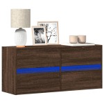 vidaXL Comodă TV de perete cu lumini LED, stejar maro, 100x31x45 cm vidaXL Comodă TV de perete cu lumini LED, stejar maro, 100x31x45 cm