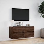 vidaXL Comodă TV de perete cu lumini LED, stejar maro, 100x31x45 cm vidaXL Comodă TV de perete cu lumini LED, stejar maro, 100x31x45 cm