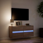 vidaXL Comodă TV de perete cu lumini LED, stejar maro, 100x31x45 cm vidaXL Comodă TV de perete cu lumini LED, stejar maro, 100x31x45 cm