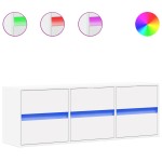 vidaXL Comodă TV de perete cu lumini LED, alb, 130x31x45 cm vidaXL Comodă TV de perete cu lumini LED, alb, 130x31x45 cm