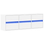 vidaXL Comodă TV de perete cu lumini LED, alb, 130x31x45 cm vidaXL Comodă TV de perete cu lumini LED, alb, 130x31x45 cm