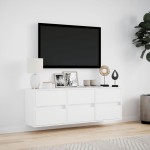 vidaXL Comodă TV de perete cu lumini LED, alb, 130x31x45 cm vidaXL Comodă TV de perete cu lumini LED, alb, 130x31x45 cm