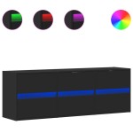 vidaXL Dulap TV de perete cu lumini LED negru 130x31x45 cm vidaXL Dulap TV de perete cu lumini LED negru 130x31x45 cm