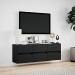 vidaXL Dulap TV de perete cu lumini LED negru 130x31x45 cm vidaXL Dulap TV de perete cu lumini LED negru 130x31x45 cm