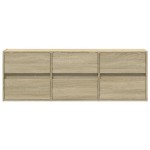 vidaXL Comodă TV de perete cu lumini LED, stejar sonoma, 130x31x45 cm vidaXL Comodă TV de perete cu lumini LED, stejar sonoma, 130x31x45 cm