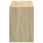 vidaXL Comodă TV de perete cu lumini LED, stejar sonoma, 130x31x45 cm vidaXL Comodă TV de perete cu lumini LED, stejar sonoma, 130x31x45 cm