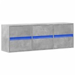 vidaXL Comodă TV de perete cu lumini LED, gri beton, 130x31x45 cm vidaXL Comodă TV de perete cu lumini LED, gri beton, 130x31x45 cm