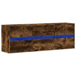 vidaXL Comodă TV de perete cu lumini LED, stejar fumuriu, 130x31x45 cm vidaXL Comodă TV de perete cu lumini LED, stejar fumuriu, 130x31x45 cm