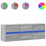 vidaXL Comodă TV de perete cu lumini LED, gri sonoma, 130x31x45 cm vidaXL Comodă TV de perete cu lumini LED, gri sonoma, 130x31x45 cm