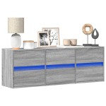 vidaXL Comodă TV de perete cu lumini LED, gri sonoma, 130x31x45 cm vidaXL Comodă TV de perete cu lumini LED, gri sonoma, 130x31x45 cm