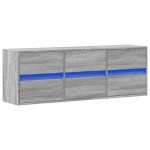 vidaXL Comodă TV de perete cu lumini LED, gri sonoma, 130x31x45 cm vidaXL Comodă TV de perete cu lumini LED, gri sonoma, 130x31x45 cm
