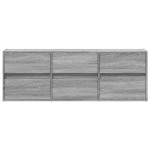 vidaXL Comodă TV de perete cu lumini LED, gri sonoma, 130x31x45 cm vidaXL Comodă TV de perete cu lumini LED, gri sonoma, 130x31x45 cm