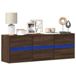 vidaXL Comodă TV de perete cu lumini LED, stejar maro, 130x31x45 cm vidaXL Comodă TV de perete cu lumini LED, stejar maro, 130x31x45 cm
