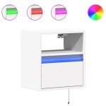 vidaXL Comodă TV de perete cu lumini LED, alb, 41x31x45 cm vidaXL Comodă TV de perete cu lumini LED, alb, 41x31x45 cm