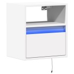 vidaXL Comodă TV de perete cu lumini LED, alb, 41x31x45 cm vidaXL Comodă TV de perete cu lumini LED, alb, 41x31x45 cm