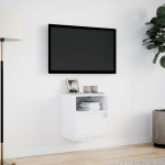 vidaXL Comodă TV de perete cu lumini LED, alb, 41x31x45 cm vidaXL Comodă TV de perete cu lumini LED, alb, 41x31x45 cm