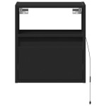 vidaXL Comode TV de perete cu lumini LED, 2 buc., negru, 41x31x45 cm