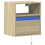 vidaXL Comodă TV de perete cu lumini LED, stejar sonoma, 41x31x45 cm vidaXL Comodă TV de perete cu lumini LED, stejar sonoma, 41x31x45 cm