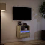 vidaXL Comodă TV de perete cu lumini LED, stejar sonoma, 41x31x45 cm vidaXL Comodă TV de perete cu lumini LED, stejar sonoma, 41x31x45 cm