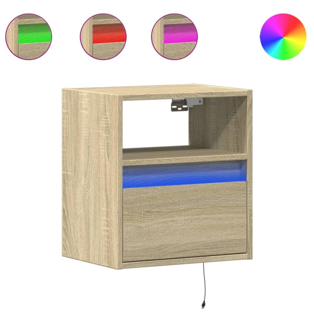 vidaXL Comodă TV de perete cu LED, 2 buc. stejar sonoma, 41x31x45 cm