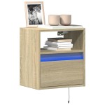 vidaXL Comodă TV de perete cu LED, 2 buc. stejar sonoma, 41x31x45 cm vidaXL Comodă TV de perete cu LED, 2 buc. stejar sonoma, 41x31x45 cm