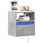 vidaXL Comodă TV de perete cu lumini LED, gri beton, 41x31x45 cm vidaXL Comodă TV de perete cu lumini LED, gri beton, 41x31x45 cm