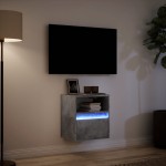 vidaXL Comodă TV de perete cu lumini LED, gri beton, 41x31x45 cm vidaXL Comodă TV de perete cu lumini LED, gri beton, 41x31x45 cm