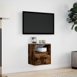 vidaXL Comodă TV de perete cu lumini LED, stejar fumuriu, 41x31x45 cm vidaXL Comodă TV de perete cu lumini LED, stejar fumuriu, 41x31x45 cm