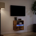 vidaXL Comodă TV de perete cu lumini LED, stejar fumuriu, 41x31x45 cm vidaXL Comodă TV de perete cu lumini LED, stejar fumuriu, 41x31x45 cm