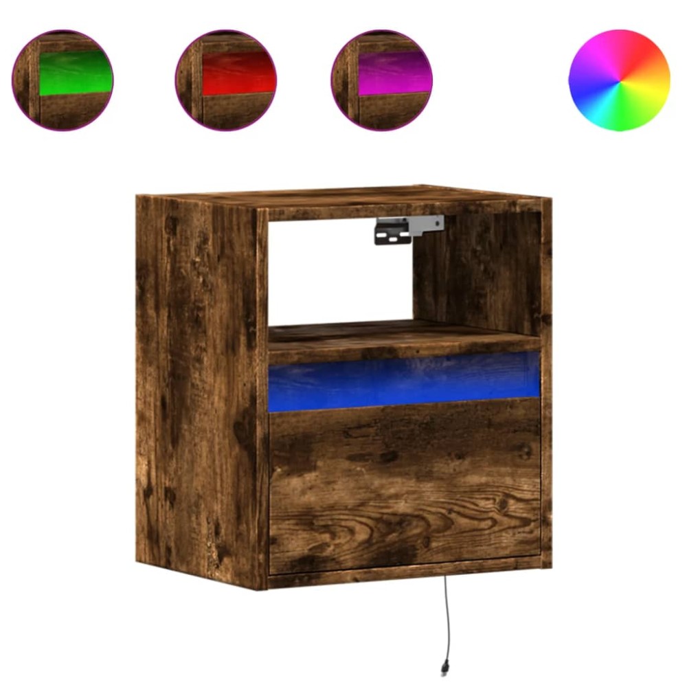 vidaXL Comodă TV de perete cu LED, 2 buc. stejar fumuriu, 41x31x45 cm