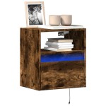 vidaXL Comodă TV de perete cu LED, 2 buc. stejar fumuriu, 41x31x45 cm vidaXL Comodă TV de perete cu LED, 2 buc. stejar fumuriu, 41x31x45 cm