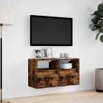 vidaXL Comodă TV de perete cu LED, 2 buc. stejar fumuriu, 41x31x45 cm vidaXL Comodă TV de perete cu LED, 2 buc. stejar fumuriu, 41x31x45 cm